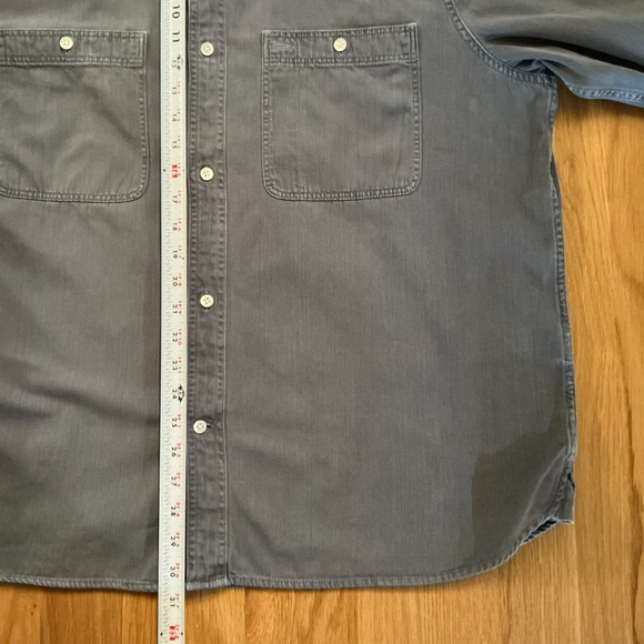 Madewell Men's Button Up Shirt XXL Washed Gray Cotton Utility Long Sleeve - Picture 7 of 8